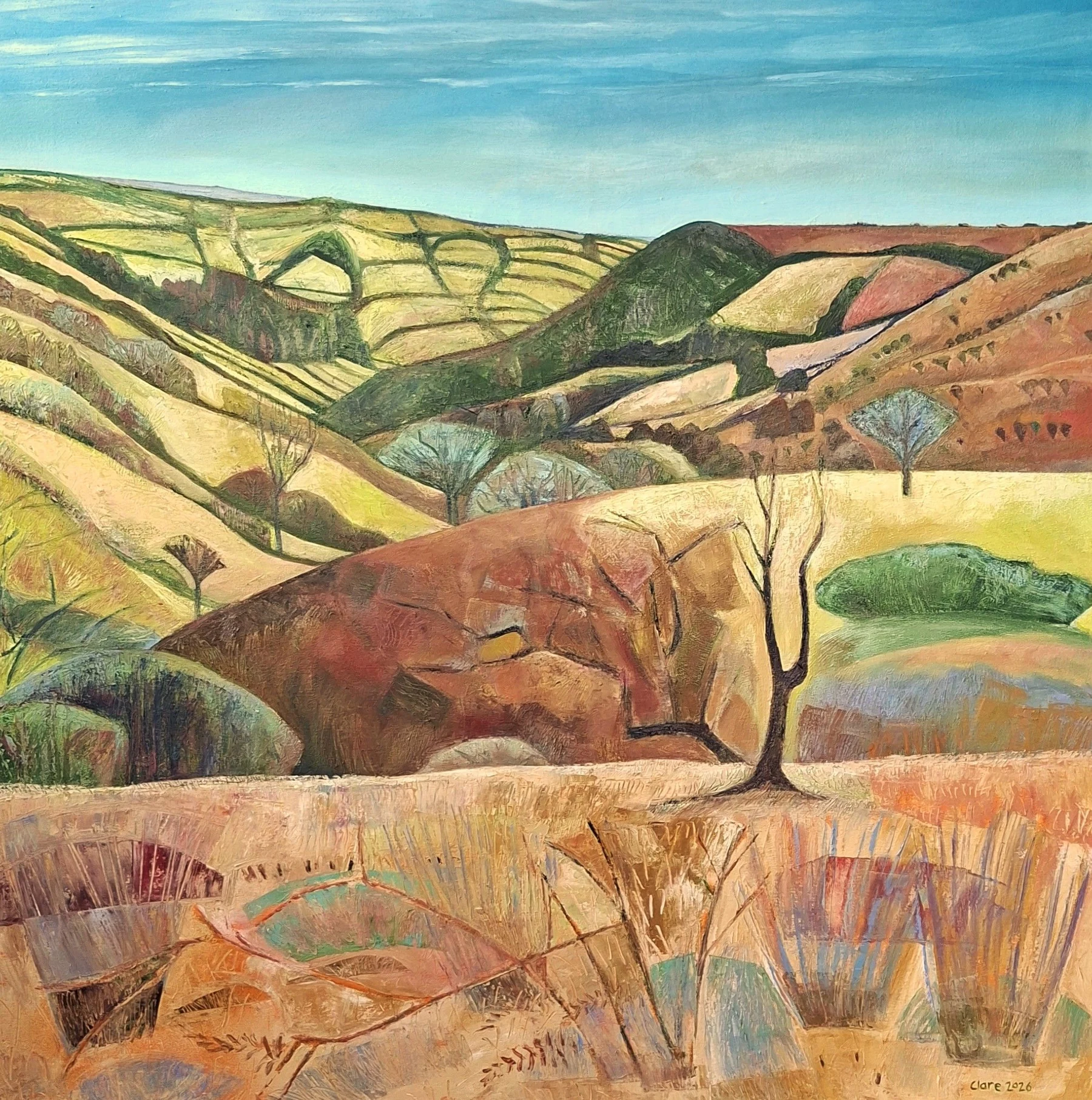 Quiet Day, Winn Brook Valley, Winsford — Oil on canvas, 100 × 100 cm (estimated), 2026