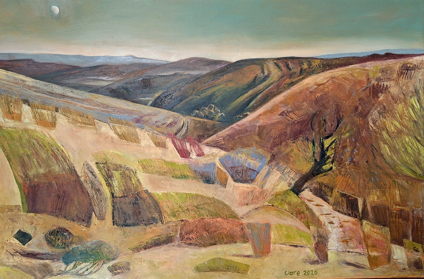 Waxing Moon over Porlock Common — Oil on canvas, 120 × 80 cm (estimated), 2026
